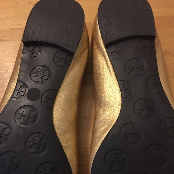 Tory Burch Reva Metallic Flats In Gold - Picture 3 of 5
